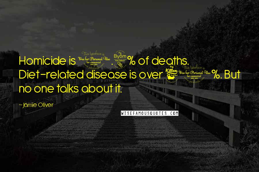 Jamie Oliver Quotes: Homicide is 0.8% of deaths. Diet-related disease is over 60%. But no one talks about it.