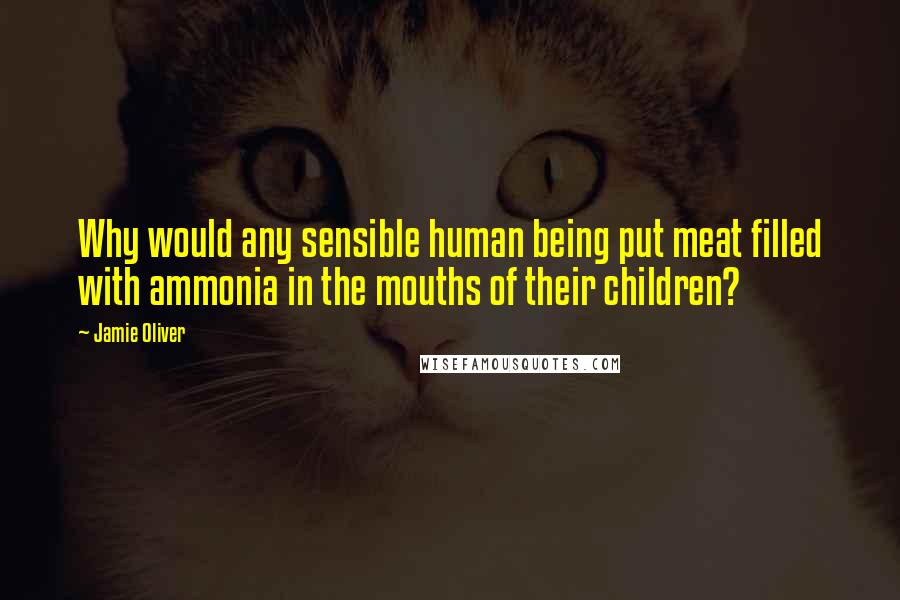Jamie Oliver Quotes: Why would any sensible human being put meat filled with ammonia in the mouths of their children?