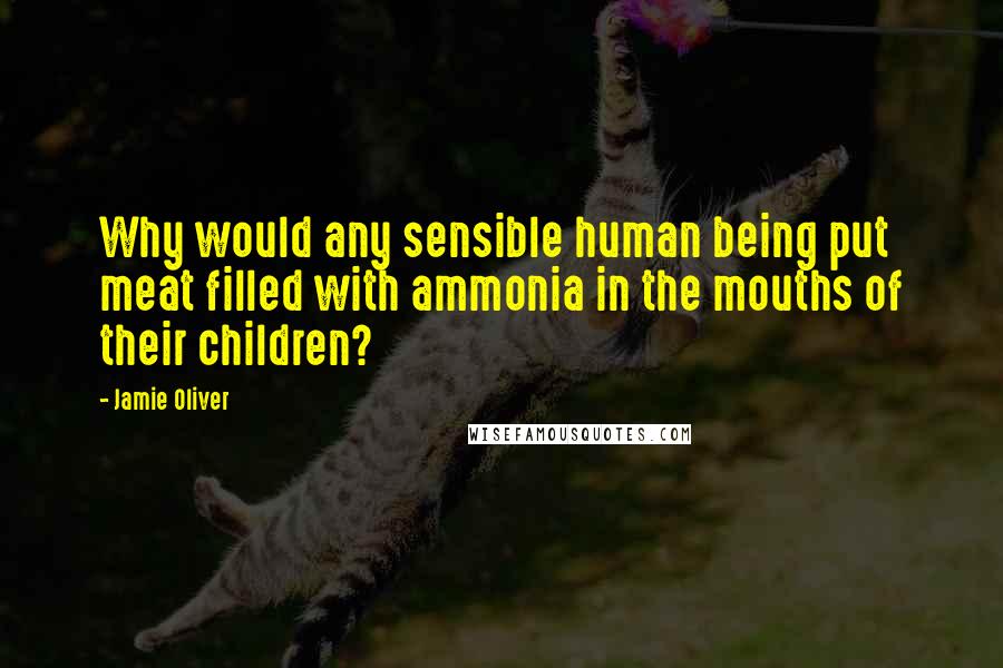 Jamie Oliver Quotes: Why would any sensible human being put meat filled with ammonia in the mouths of their children?