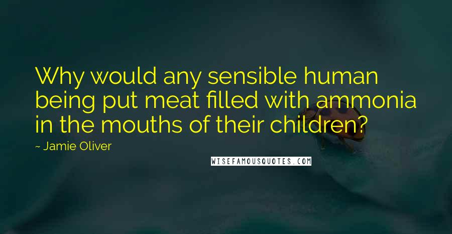 Jamie Oliver Quotes: Why would any sensible human being put meat filled with ammonia in the mouths of their children?