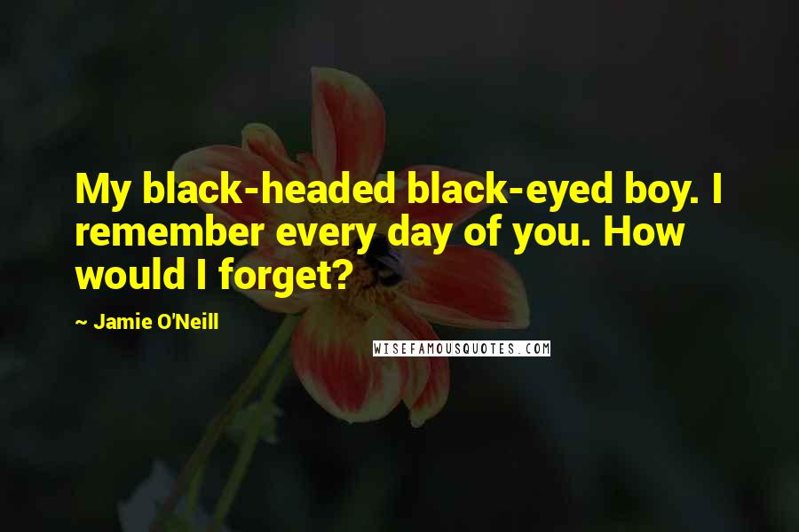 Jamie O'Neill Quotes: My black-headed black-eyed boy. I remember every day of you. How would I forget?