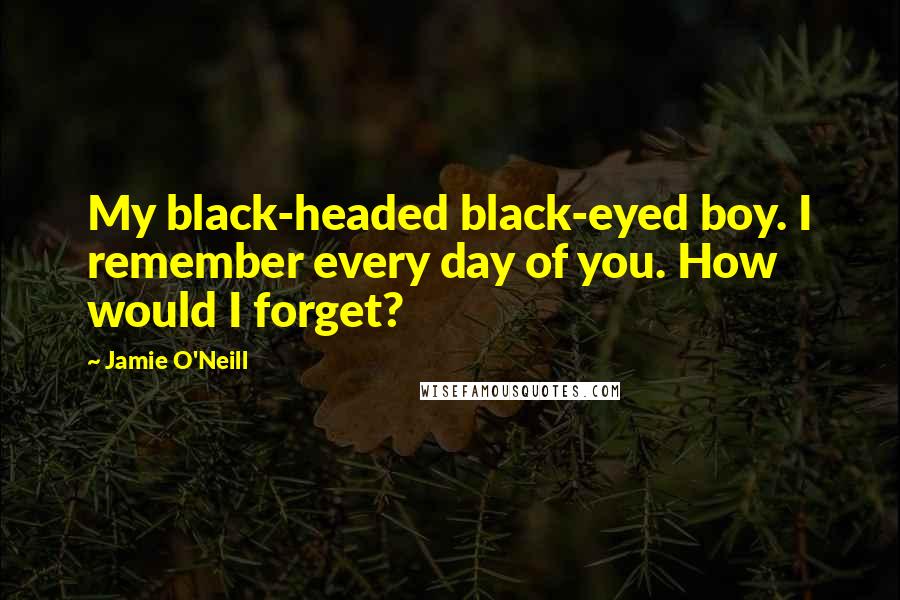 Jamie O'Neill Quotes: My black-headed black-eyed boy. I remember every day of you. How would I forget?