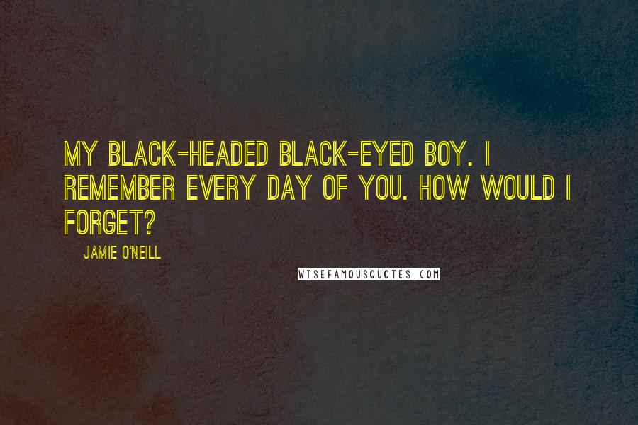 Jamie O'Neill Quotes: My black-headed black-eyed boy. I remember every day of you. How would I forget?