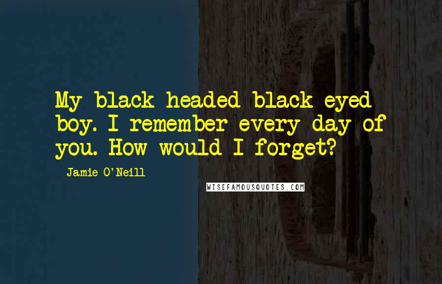 Jamie O'Neill Quotes: My black-headed black-eyed boy. I remember every day of you. How would I forget?