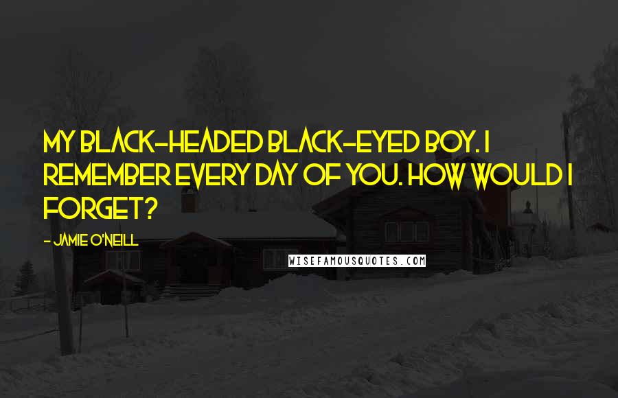 Jamie O'Neill Quotes: My black-headed black-eyed boy. I remember every day of you. How would I forget?