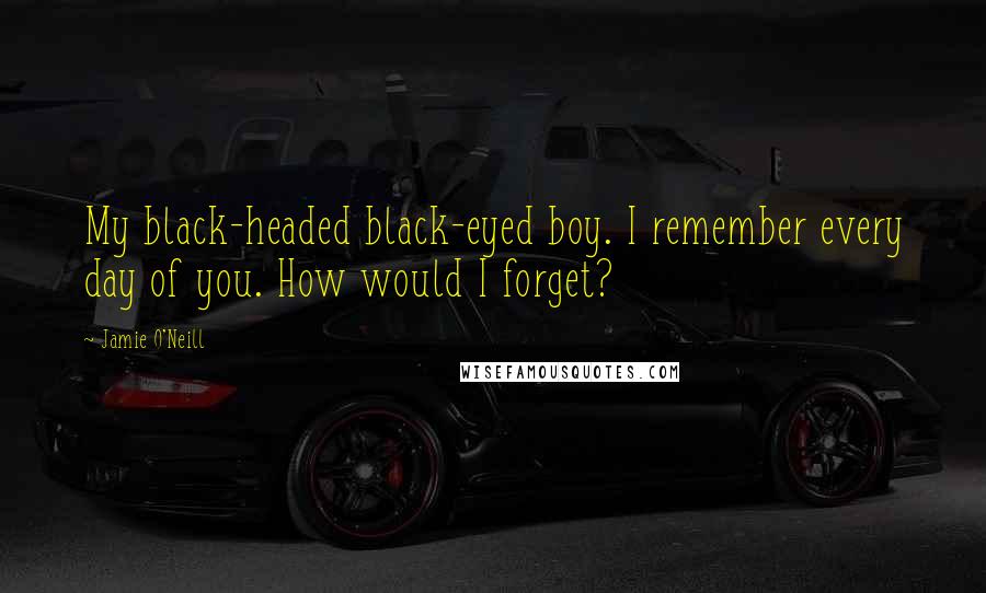 Jamie O'Neill Quotes: My black-headed black-eyed boy. I remember every day of you. How would I forget?