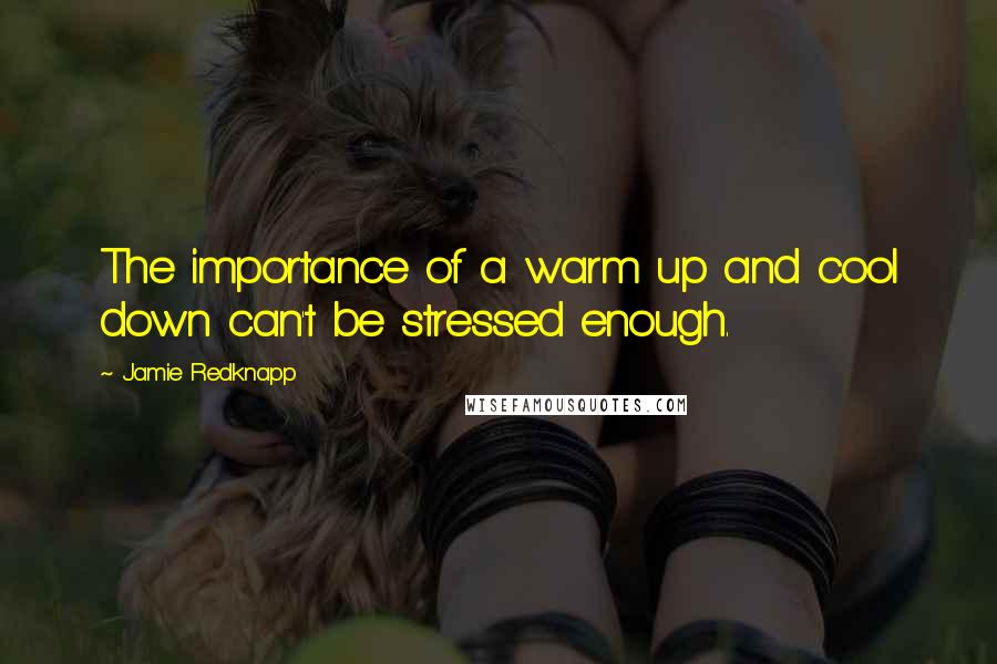 Jamie Redknapp Quotes: The importance of a warm up and cool down can't be stressed enough.