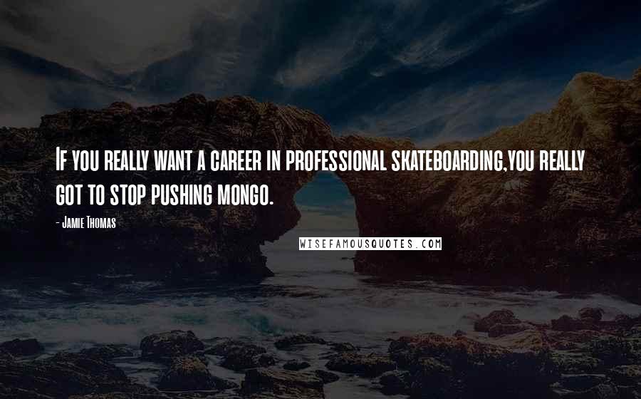 Jamie Thomas Quotes: If you really want a career in professional skateboarding,you really got to stop pushing mongo.