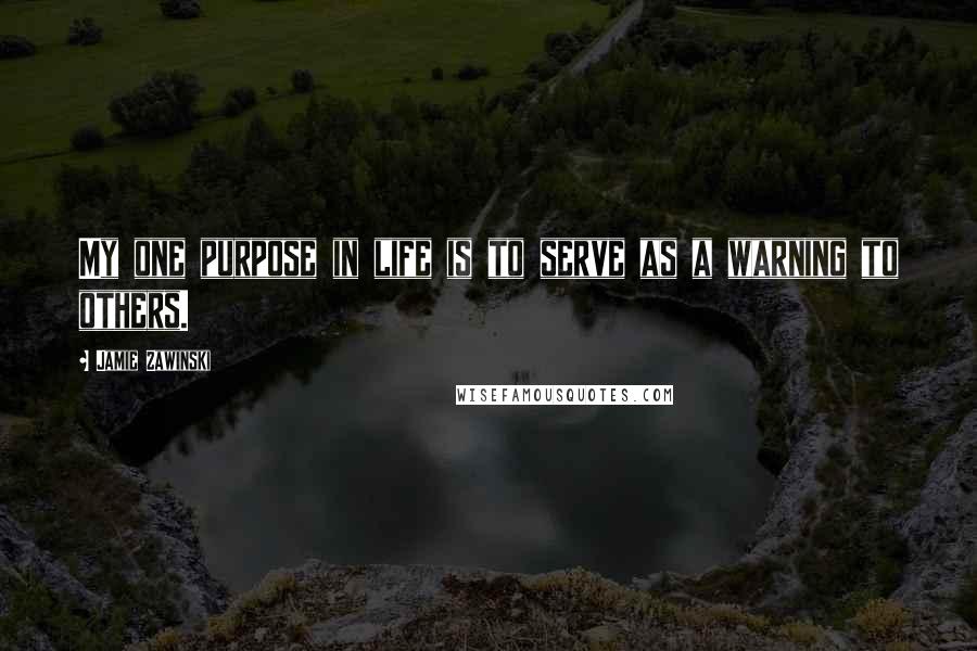 Jamie Zawinski Quotes: My one purpose in life is to serve as a warning to others.