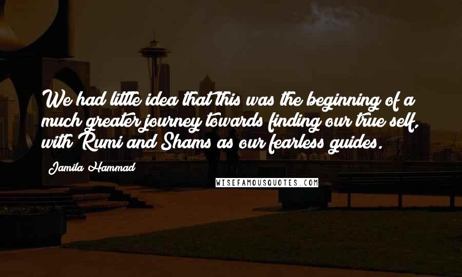 Jamila Hammad Quotes: We had little idea that this was the beginning of a much greater journey towards finding our true self, with Rumi and Shams as our fearless guides.