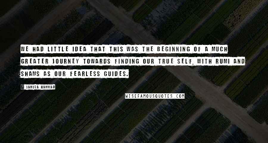 Jamila Hammad Quotes: We had little idea that this was the beginning of a much greater journey towards finding our true self, with Rumi and Shams as our fearless guides.