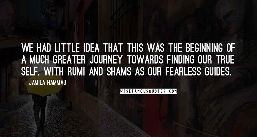 Jamila Hammad Quotes: We had little idea that this was the beginning of a much greater journey towards finding our true self, with Rumi and Shams as our fearless guides.