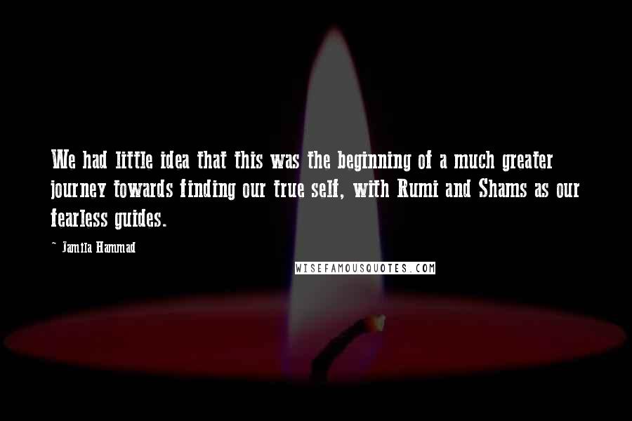 Jamila Hammad Quotes: We had little idea that this was the beginning of a much greater journey towards finding our true self, with Rumi and Shams as our fearless guides.