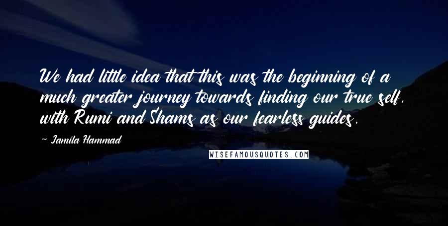 Jamila Hammad Quotes: We had little idea that this was the beginning of a much greater journey towards finding our true self, with Rumi and Shams as our fearless guides.