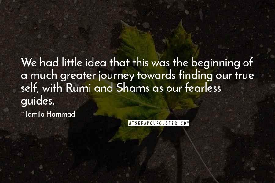 Jamila Hammad Quotes: We had little idea that this was the beginning of a much greater journey towards finding our true self, with Rumi and Shams as our fearless guides.