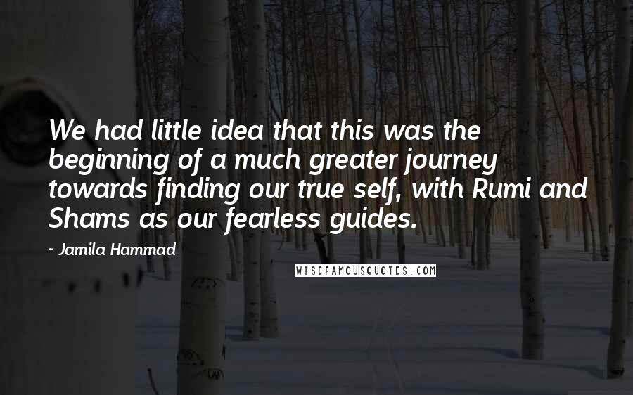 Jamila Hammad Quotes: We had little idea that this was the beginning of a much greater journey towards finding our true self, with Rumi and Shams as our fearless guides.