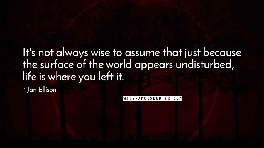 Jan Ellison Quotes: It's not always wise to assume that just because the surface of the world appears undisturbed, life is where you left it.