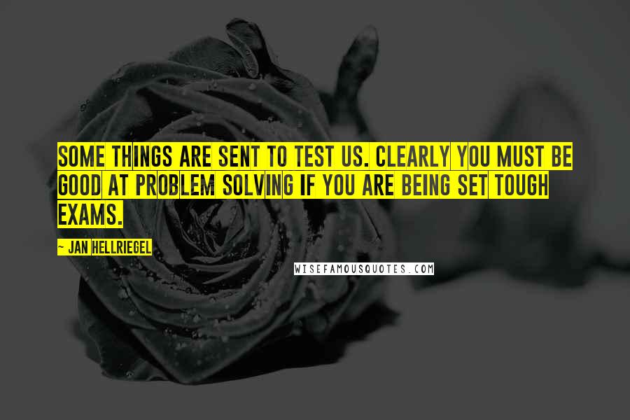 Jan Hellriegel Quotes: Some things are sent to test us. Clearly you must be good at problem solving if you are being set tough exams.
