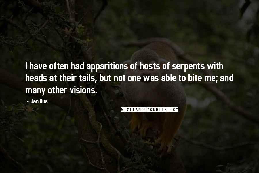 Jan Hus Quotes: I have often had apparitions of hosts of serpents with heads at their tails, but not one was able to bite me; and many other visions.