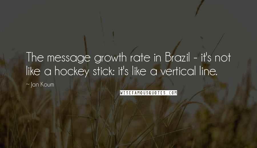 Jan Koum Quotes: The message growth rate in Brazil - it's not like a hockey stick: it's like a vertical line.