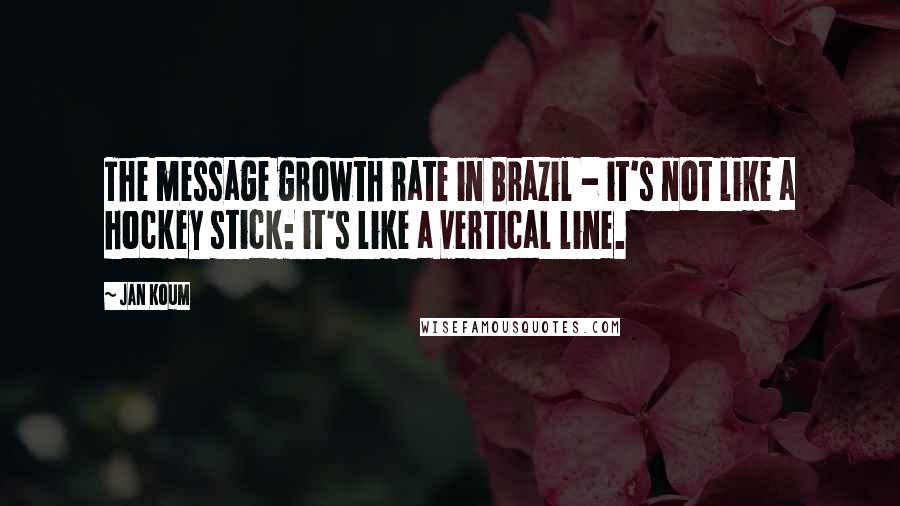 Jan Koum Quotes: The message growth rate in Brazil - it's not like a hockey stick: it's like a vertical line.