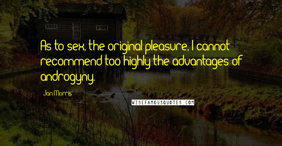 Jan Morris Quotes: As to sex, the original pleasure, I cannot recommend too highly the advantages of androgyny.