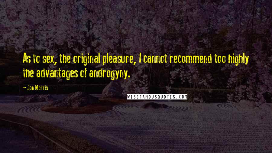 Jan Morris Quotes: As to sex, the original pleasure, I cannot recommend too highly the advantages of androgyny.