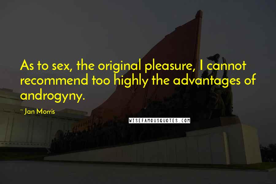Jan Morris Quotes: As to sex, the original pleasure, I cannot recommend too highly the advantages of androgyny.