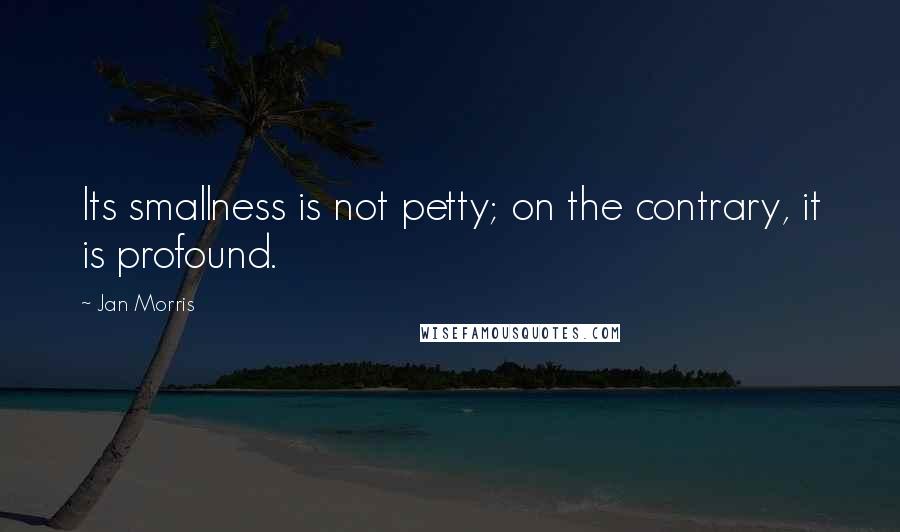 Jan Morris Quotes: Its smallness is not petty; on the contrary, it is profound.