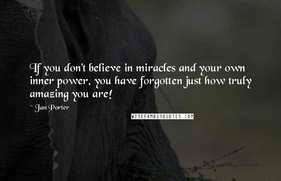 Jan Porter Quotes: If you don't believe in miracles and your own inner power, you have forgotten just how truly amazing you are!
