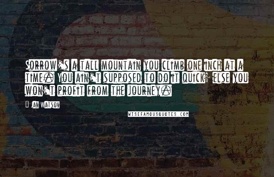 Jan Watson Quotes: Sorrow's a tall mountain you climb one inch at a time. You ain't supposed to do it quick; else you won't profit from the journey.