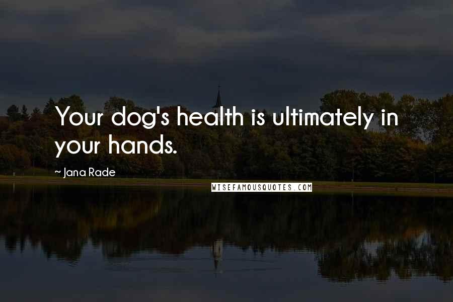 Jana Rade Quotes: Your dog's health is ultimately in your hands.