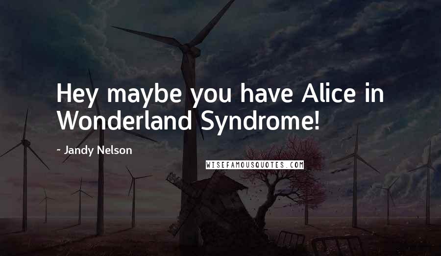 Jandy Nelson Quotes: Hey maybe you have Alice in Wonderland Syndrome!