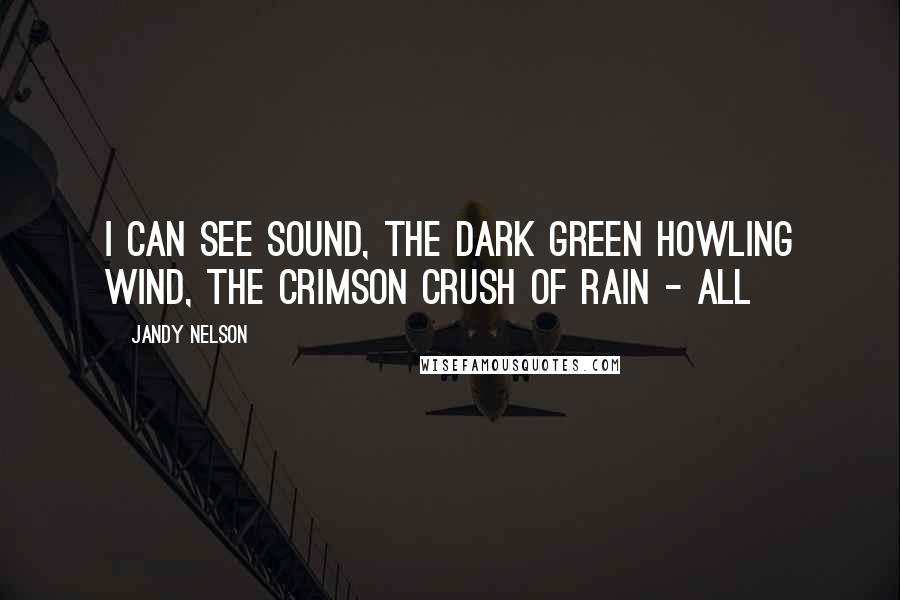 Jandy Nelson Quotes: I can see sound, the dark green howling wind, the crimson crush of rain - all