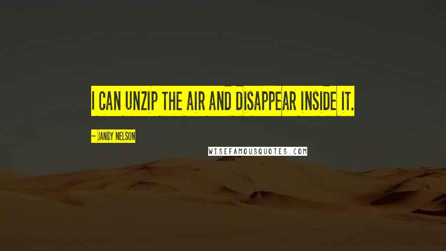 Jandy Nelson Quotes: I can unzip the air and disappear inside it.
