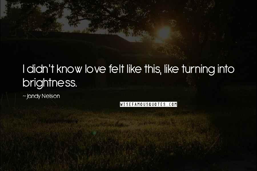 Jandy Nelson Quotes: I didn't know love felt like this, like turning into brightness.