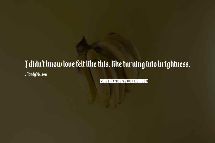 Jandy Nelson Quotes: I didn't know love felt like this, like turning into brightness.