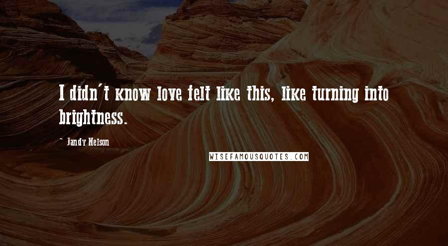 Jandy Nelson Quotes: I didn't know love felt like this, like turning into brightness.