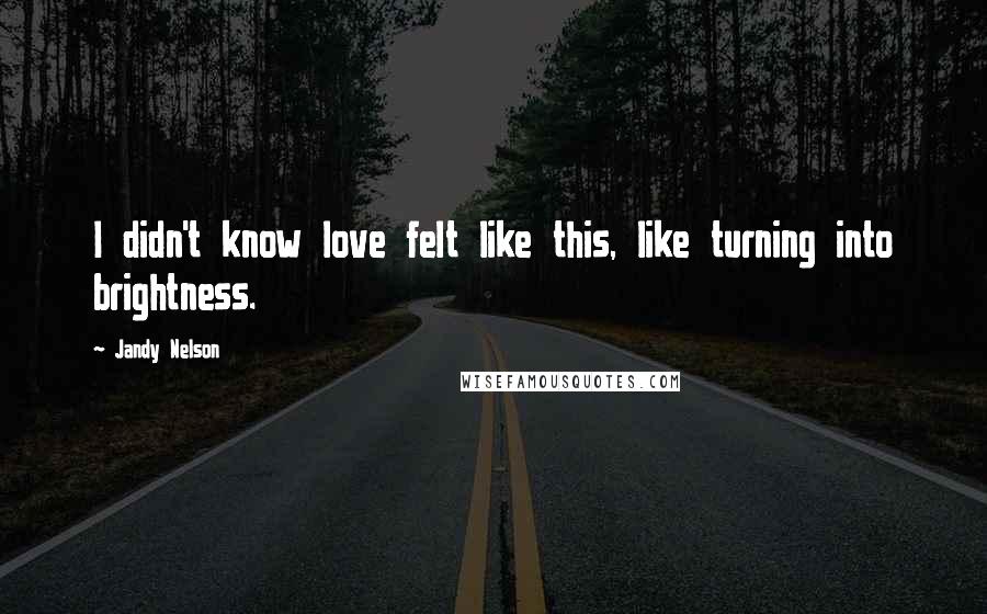 Jandy Nelson Quotes: I didn't know love felt like this, like turning into brightness.