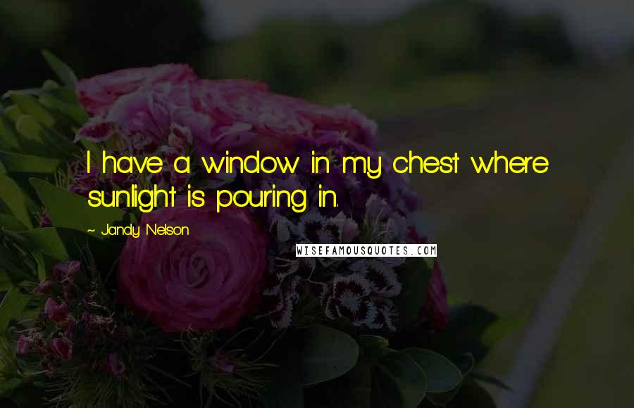 Jandy Nelson Quotes: I have a window in my chest where sunlight is pouring in.