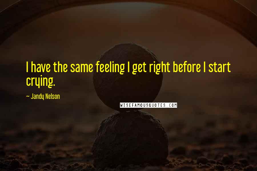 Jandy Nelson Quotes: I have the same feeling I get right before I start crying.