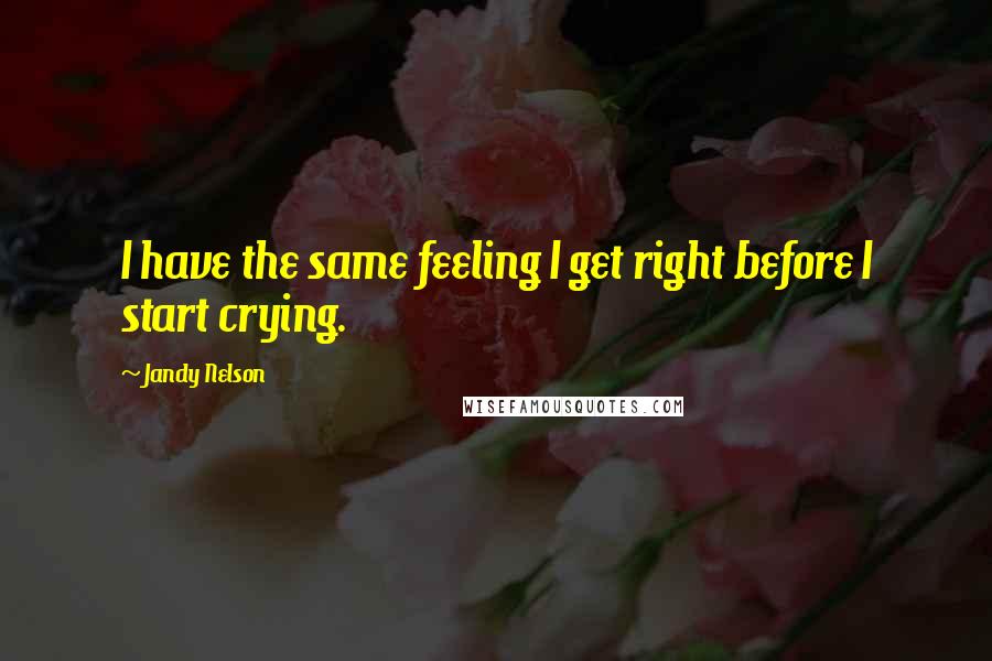 Jandy Nelson Quotes: I have the same feeling I get right before I start crying.