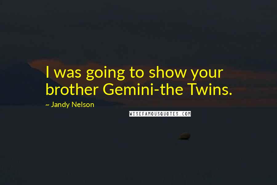 Jandy Nelson Quotes: I was going to show your brother Gemini-the Twins.