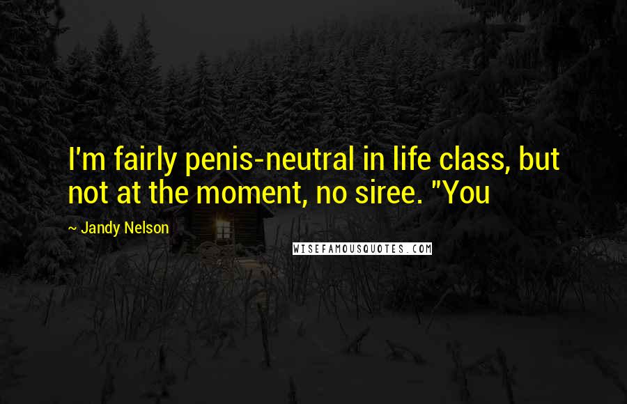 Jandy Nelson Quotes: I'm fairly penis-neutral in life class, but not at the moment, no siree. "You