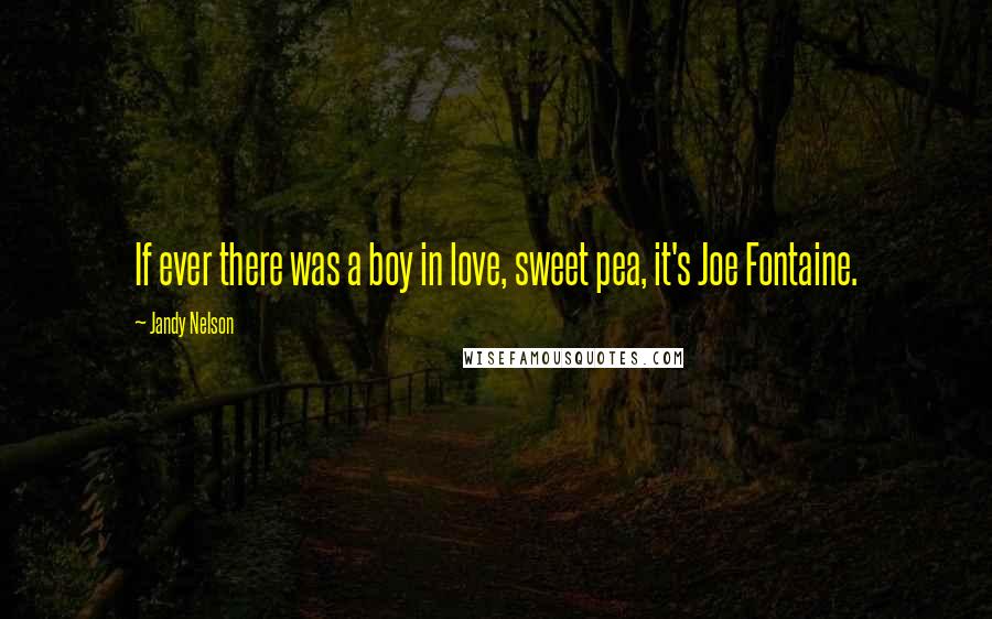 Jandy Nelson Quotes: If ever there was a boy in love, sweet pea, it's Joe Fontaine.