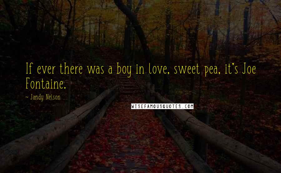 Jandy Nelson Quotes: If ever there was a boy in love, sweet pea, it's Joe Fontaine.