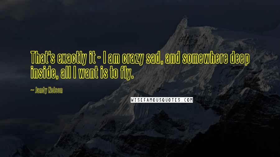 Jandy Nelson Quotes: That's exactly it - I am crazy sad, and somewhere deep inside, all I want is to fly.
