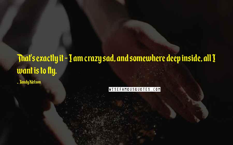 Jandy Nelson Quotes: That's exactly it - I am crazy sad, and somewhere deep inside, all I want is to fly.