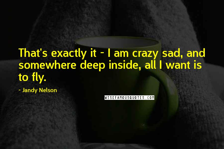 Jandy Nelson Quotes: That's exactly it - I am crazy sad, and somewhere deep inside, all I want is to fly.
