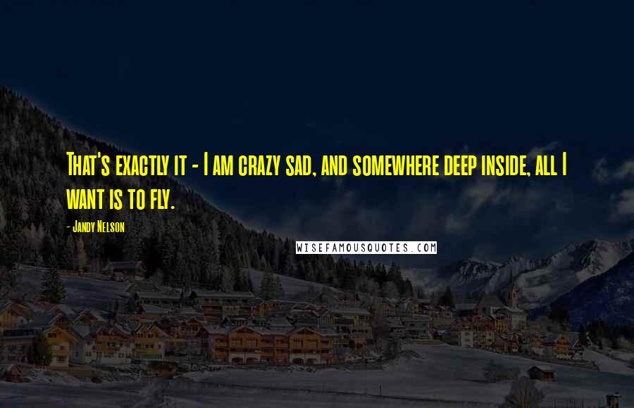 Jandy Nelson Quotes: That's exactly it - I am crazy sad, and somewhere deep inside, all I want is to fly.